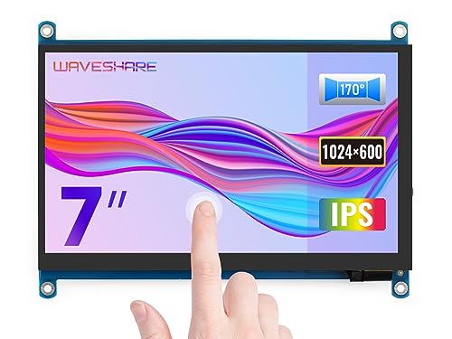 Waveshare 7inch HDMI LCD (H) 1024x600 Configurable Resolution IPS Capacitive Touch Screen,Game Consoles for XBOX360 PS4 Switch Supports BB Black Banana Pi,Computer Monitor for Windows 10/8.1/8/7
