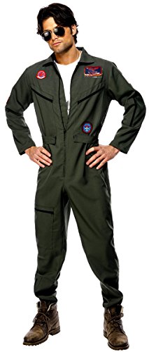 Herren Top Gun Aviator TV Film 1980er 80er Jahre Junggesellenabschied Kostüm Outfit M-XL (Medium) Grün