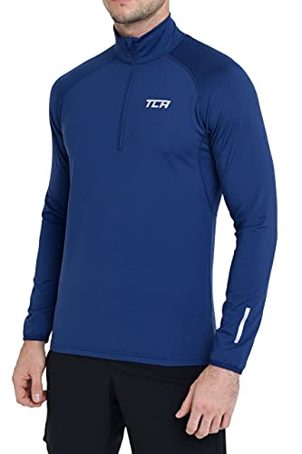 TCA Winter Run Herren Thermo Trainingsjacke mit Viertel-Reißverschluss - Blueprint (Blau), XL