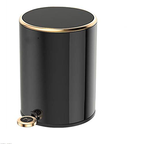 DYPASA Smart Trash Can Stainless Steel Trash Can Household Pedal Mounted Kitchen Bathroom Living Room Bedroom Trash Can 6L Bathroom Trash Can (Color : Black)