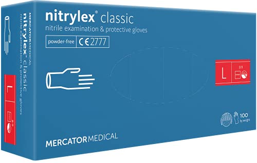 Nitrilhandschuhe, puderfreie Einweghandschuhe NITRYLEX CLASSIC, Größe: L - 1000 Stück, texturierte Fingerspitzen, latexfreie Einmalhandschuhe, Nitril-handschuhe, blau