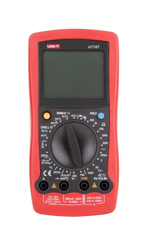 UNI-T MIE0090/UT107 Digital-Multimeter, Messung Strom, DC/AC Spannung, Temperatur, Widerstand, Durchgang, Diodentest, Battteriewarnung, Data-Hold-Funktion