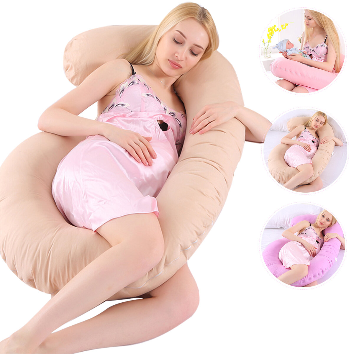 Multifunktionale Mutter Kissen Seite Liegekissen Baumwolle Komfortable U-förmige Kissen Körper abnehmbare Kissenbezug