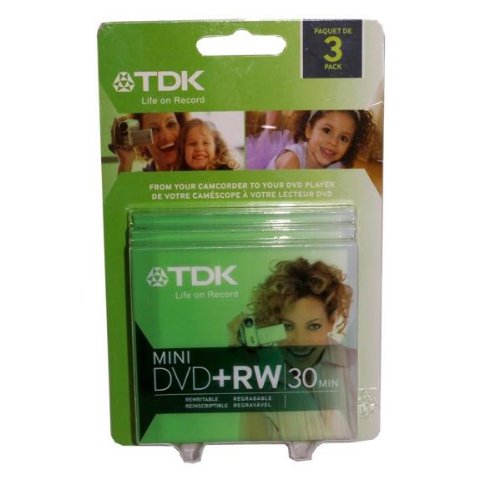TDK Mini-DVD+RW 30 Minuten 1,4 GB mit Hülle, 3 Stück