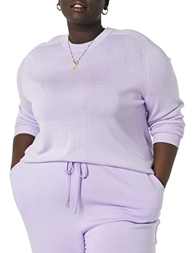 Amazon Aware Damen Pullover mit Rundhalsausschnitt aus Pointelle (in Übergröße erhältlich), Lavendel, 5XL Große Größen