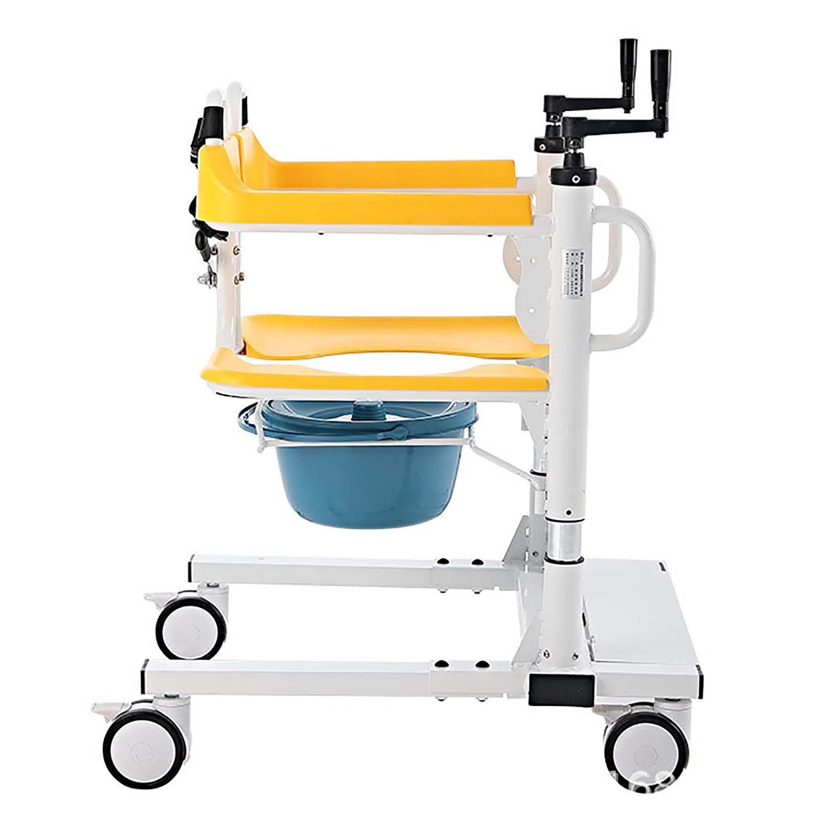 Multifunktionaler Patientenlift-Rollstuhl, tragbarer Transferlifter, Nachttisch-Toilettenstuhl, Duschstuhl mit 180° geteiltem Sitz und Toilette für ältere Menschen
