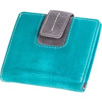MIKA 42185 - Damengeldbörse aus Echt Leder, Portemonnaie im Hochformat, Geldbeutel mit 3 Kartenfächer, 2 Einschubfächer, Scheinfach und Münzfach, Brieftasche in türkis/grau, ca. 9 x 10 x 2 cm