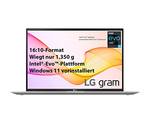 LG gram 17 Zoll Ultralight Notebook Windows 11 2021 Edition - 1,35 kg leichter Intel Core i7 Laptop (16GB LPDDR4, 1 TB SSD, 15 h Akkulaufzeit, WQXGA IPS Display, Thunderbolt 4) - Silber