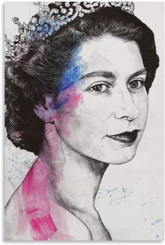 Königin Elizabeth II Royal Kronen Poster und Drucke Königin Porträt Wandkunst UK Königin Leinwand Gemälde für Zuhause Wanddekoration Bild 40x60cm KEIN Rahmen
