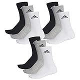 adidas CUSHIONED CREW Tennissocken Sportsocken Damen Herren Unisex 9 Paar, Farbe:032 - grey melange, Socken & Strümpfe:37-39
