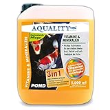 AQUALITY Gartenteich Vitamine & Mineralien Pond 3in1 (Lebenswichtige Fischvitamine für eine erhöhte Abwehrkraft, Vitalität und Laichfreudigkeit), Inhalt:5 Liter