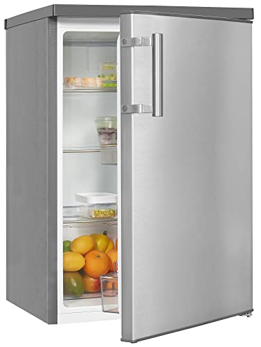 Exquisit Kühlschrank KS16-V-H-010E inoxlook | 133 l Nutzinhalt| LED-Licht