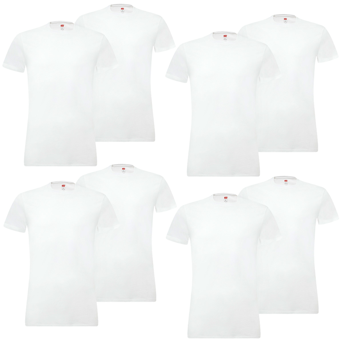 8er Pack Levis Solid Crew T-Shirt Men Herren Unterhemd Rundhals Stretch Cotton
