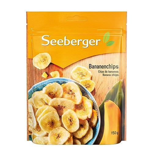 Seeberger Bananenchips 10er Pack: Frische Bananenscheiben in feinem Kokosöl zu knusprigen Chips gebacken - aufregend bananig - gesüßt - ohne Aroma, vegan (10 x 150 g)