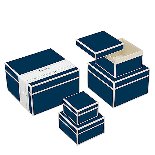 Semikolon 352056 5er Aufbewahrungsboxen – Set 5 tlg – diverse Größen – Geschenkboxen – marine dunkel-blau