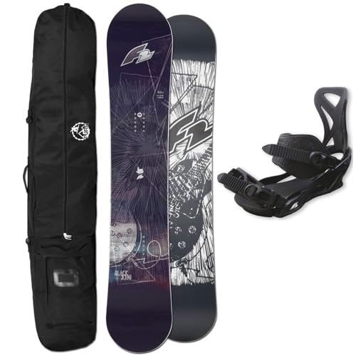F2 Herren Snowboard BLACKDECK 162 cm Wide + F2 Sonic BINDUNG GR. L + Bag