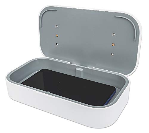 MANHATTAN UV-Desinfektionsbox für Smartphones Sterilisator mit UVC für Handys, Masken, Kreditkarten und mehr, weiß (425384)