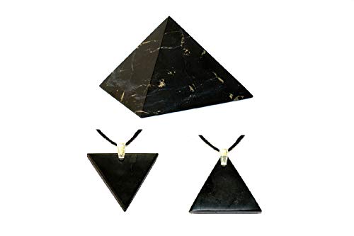 MyHomeLux Schungit Pyramide unpoliert 5cm Shungite Anhänger Dreiecke Mann-Frau klein mit Öse