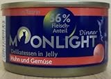 12x80g Moonlight Dinner Katzenfutter Dosen Nassfutter (Nr.8 Huhn Gemüse in Jelly)