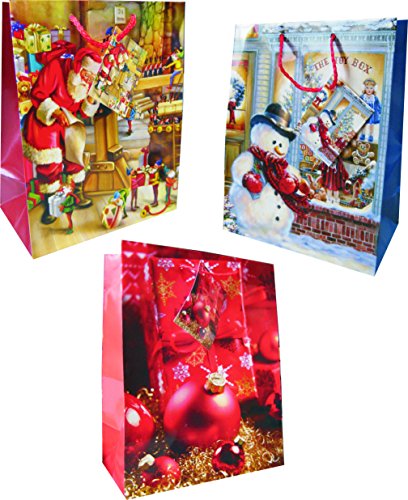 K&B Vertrieb Geschenktüten Jumbo (Extra Groß) Weihnachtstasche Weihnachtsbeutel Beutel Geschenktaschen Weihnachten 7341 (48 Stück)
