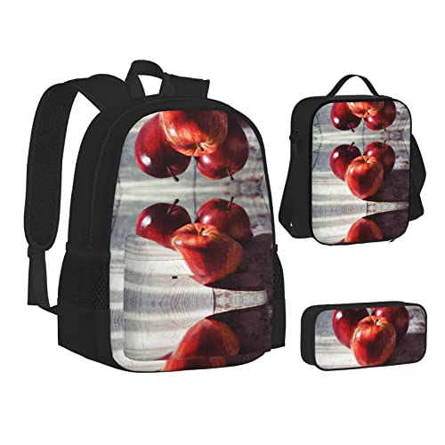 FRGMNT Flugzeug auf See Rucksack Schule Büchertaschen Set Lunchtasche Federmäppchen Schulrucksäcke für Teen Mädchen Jungen, Obstmuster, Einheitsgröße, Schulrucksack