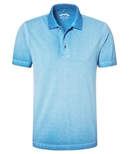 Pierre Cardin Herren Premium Cotton Pique Cold Dyed Denim Academy Poloshirt, Türkis (Atlantis 6190), X-Large