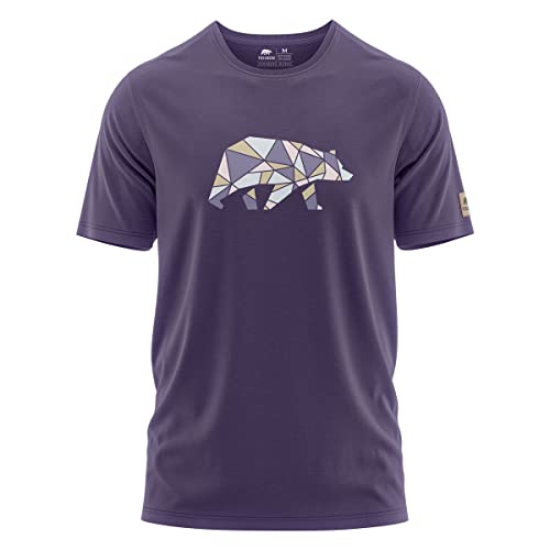 FORSBERG Espenson T-Shirt mit stylischem Bär Brustlogo Rundhals für Herren schwarz, Farbe:lila/Pastell, Größe:L
