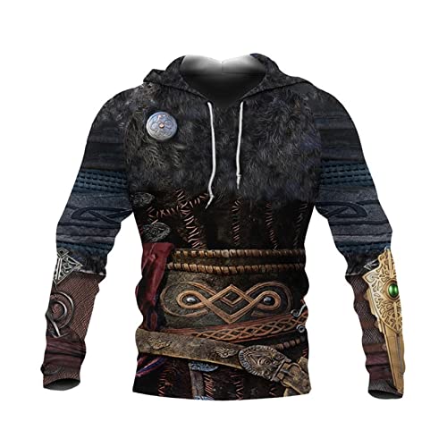 Viking God Hoodie Fashion Hoodies & Sweatshirts 3D Fun Graphic Print Sweatshirt Sweatshirt (Color : D, Size : XL)