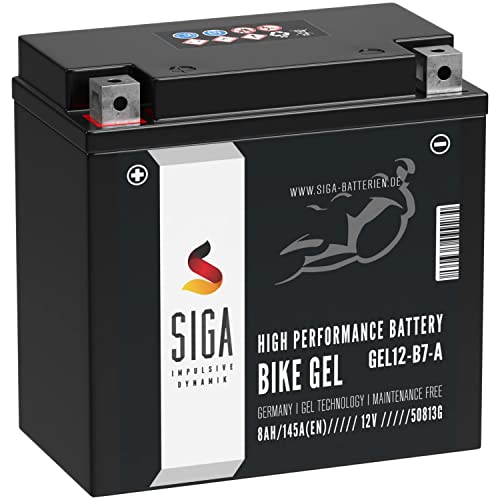 SIGA YB7-A GEL Motorradbatterie 12V 8Ah 145A/EN GEL12-B7-A GEL Batterie 12V 50813 12N7-4A auslaufsicher wartungsfrei ersetzt 4Ah