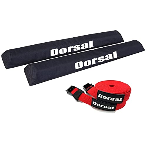 DORSAL Aero Roof Rack Pads with 15 ft Surf Straps for Car Surfboard Kayak SUP Long 34" Red