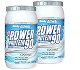 Body Attack Power Protein 90, Coconut Cream 2 x 1 kg - Made in Germany - 5K Eiweißpulver mit Whey-Protein, L-Carnitin und BCAA für Muskelaufbau und Fitness