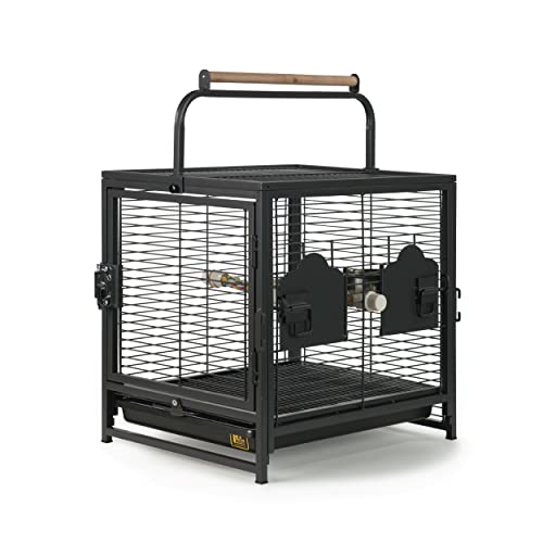 Prevue Pet Products Reisetasche für Vögel, Kleiner Käfig, tragbar, für Haustiervögel, kompakter Vogelkäfig mit Griff, Schwarz