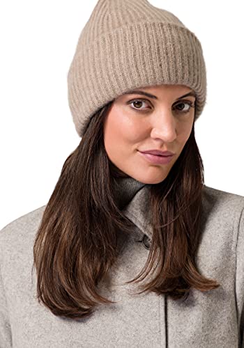 Style & Republic Damen Beanie aus 100% Kaschmir | edle Frauen-Mütze aus feinstem Cashmere | Bundumfang 56cm (Nougat)