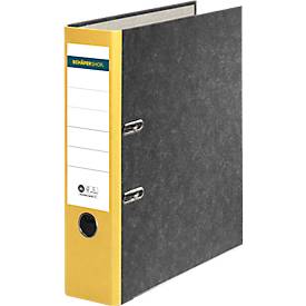 SCHÄFER SHOP Ordner A4 breit – Wolkenmarmor Aktenordner Ringbuch Büroordner - Made in Germany - 8 cm, gelb, 20 Stück