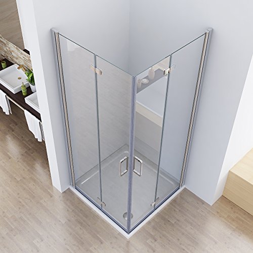 MIQU Duschkabine Eckeinstieg Dusche Falttür 180º Duschwand Duschabtrennung Nano Glas (120x75x197cm / ohne Duschtasse)