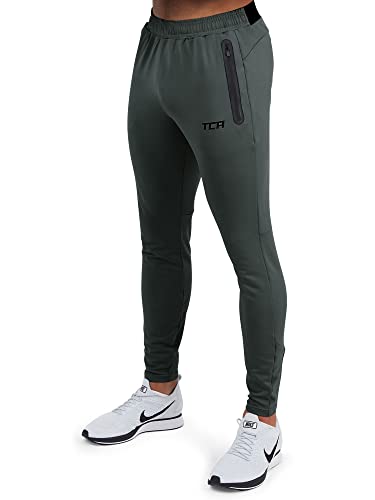TCA Herren Rapid Quickdry enganliegende Jogging Hosen mit Reißverschlusstaschen - Darkest Spruce (Dunkelgrün), 3XL