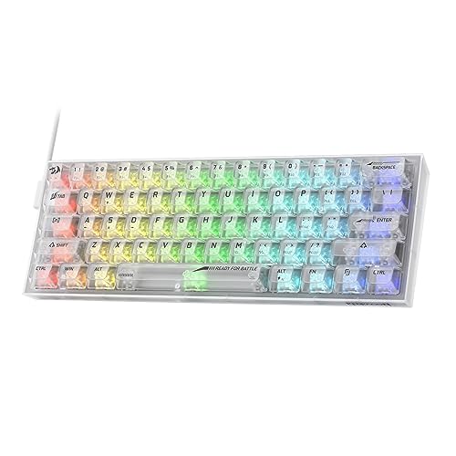 Redragon K617 60% kabelgebundene RGB-Gaming-Tastatur, 61 Tasten vollständig transparente mechanische Tastatur, Pro-Software unterstützt, durchscheinender benutzerdefinierter Schalter