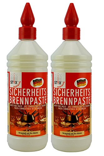 STYX Ambiente Sicherheitsbrennpaste Brenngel Duo-Pack 2X 1000 ml! Hergestellt aus ausschließlich nachwachsenden Rohstoffen und Bio Alkohol!! Made in Germany!!!