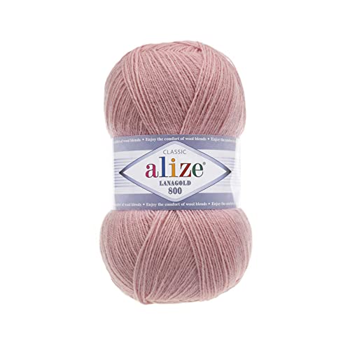 Alize Wolle Alize Lanagold 800 5 x 100g Strickwolle mit 49% Wolle 500 Gramm Wolle einfarbig türkische Wolle (173)