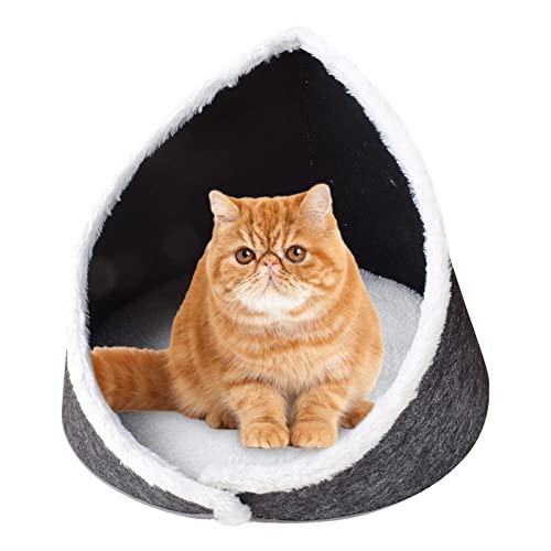 Katzenhöhle | rundes Katzenzelt aus Filz mit abnehmbarem Kissen – faltbares Haustierbett für kleine Welpen, Kätzchen und Kaninchen, verbessert den Schlaf Rossev