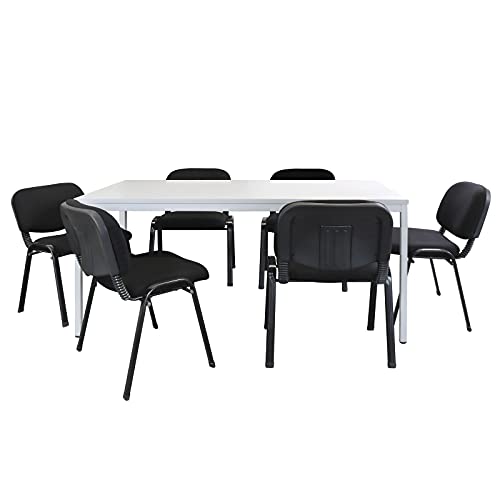 ADB Büro Sitzgruppe Konferenztisch 160x80cm mit Stühlen Besprechungstisch für 6 Personen