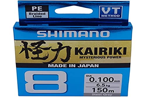 SHIMANO Kairiki 8, 150 Meter, Hellgrau, 0.190mm/12.0kg, 8fach Geflochtene Angelschnur, 59WPLA58R14