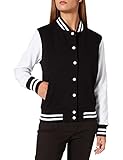 Build Your Brand Damen Ladies Sweat College Varsity Jacket, Black/White, L