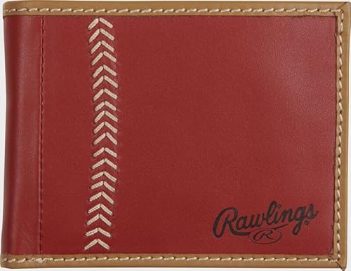 Rawlings "Pop Baseball Stitch Bi-Fold Leather Wallet, Rot/Ausflug, einfarbig (Getaway Solids), Bi-Fold