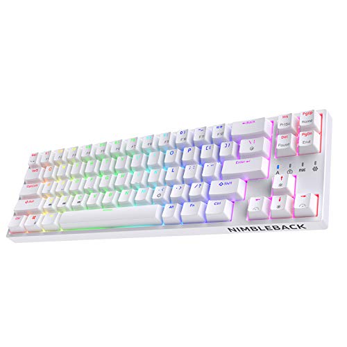 LTC NB681 Nimbleback Mechanische Tastatur, 65% Layout, RGB-Hintergrundbeleuchtung, Hot-Swap-Einsatz und leisen roten Schalter und Stand-Alone-Pfeil-/Steuertasten, weiß