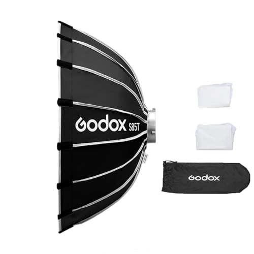 Godox S85T 85 cm/33,5 Zoll Schnellverschluss-Schirm-Softbox, abnehmbare Faltbare Softbox mit Standard-Bowen-Halterung und Diffusoren für Fotografie, Speedlite, Studio Flash, Monolight