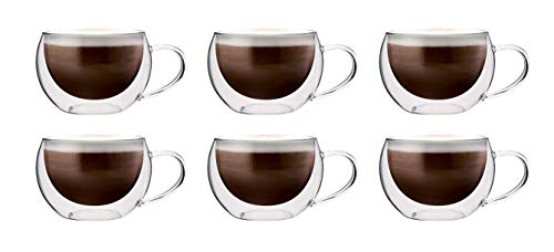 Maxxo Doppelwandige Gläser Cappuccino Set 6X 300 ml Kaffee Thermogläser mit Schwebe-Effekt beständige Kaffeegläser
