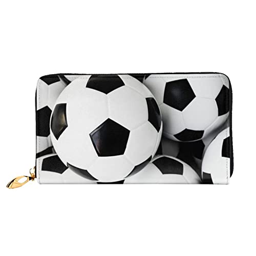 Damen-Geldbörse mit Reißverschluss, lange Leder-Geldbörse, Clutch, Fußballball, bedruckte Geldbörse, Fußballball, Einheitsgröße, Modern