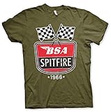 BSA Offizielles Lizenzprodukt Spitfire 1966 Herren T-Shirt (Olive), Medium