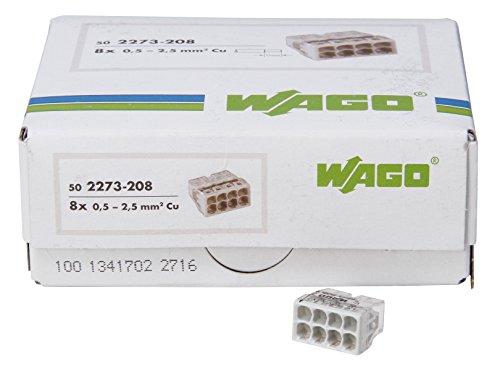 Kopp 33346424 WAGO COMPACT-Verbindungsdosenklemme 8-Leiter-Klemme grau 0,5-2,5 mm² Inhalt 50 Stück, Transparent/weiß